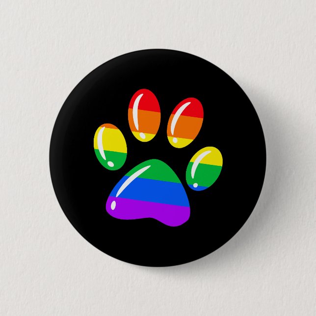 Rainbow Paw Print Dog Paw LGBT Pride LGBT Supporte Button (Front)