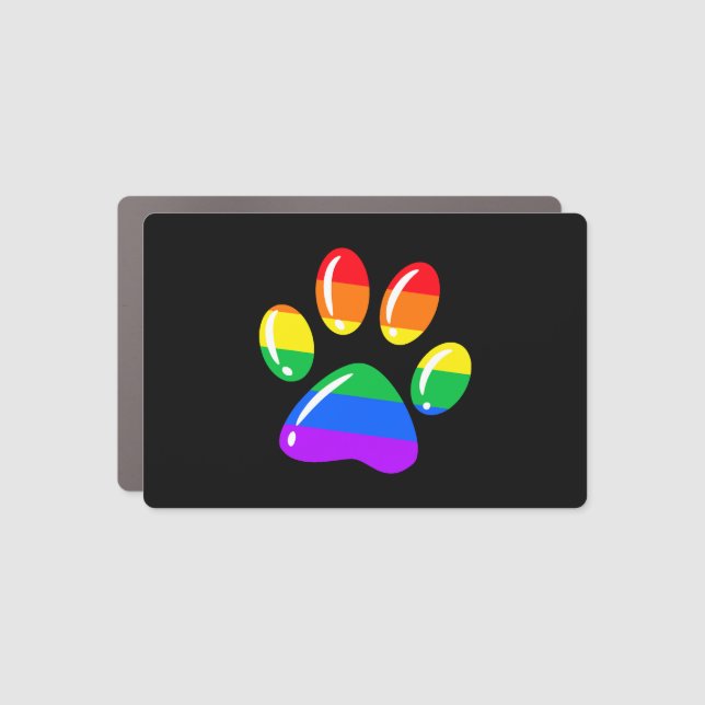 Rainbow Paw Print Dog Paw LGBT Pride LGBT Supporte Car Magnet (Front)