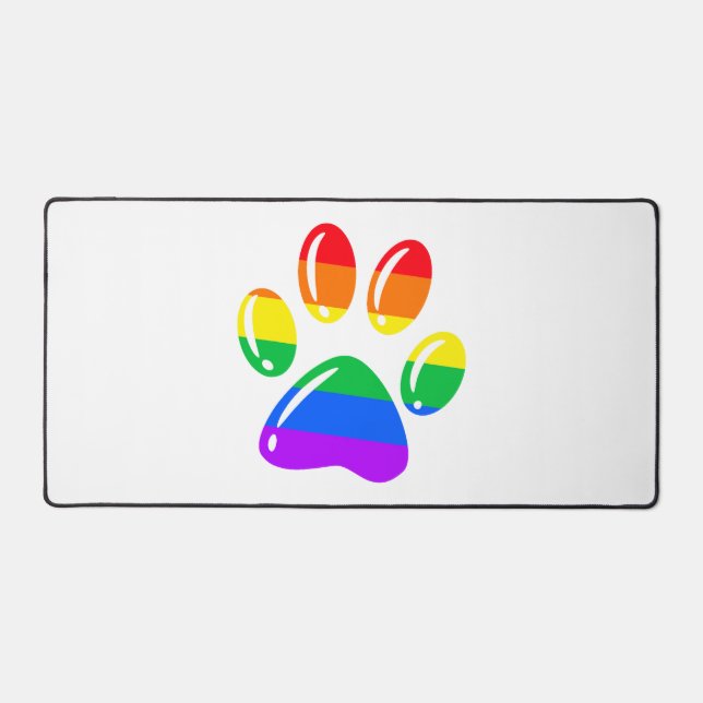 Rainbow Paw Print Dog Paw LGBT Pride LGBT Supporte Desk Mat (Front)