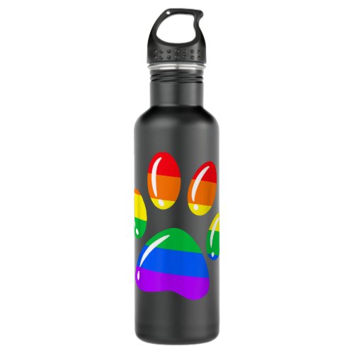 Rainbow Paw Print Dog Paw LGBT Pride LGBT Supporte Stainless Steel Water Bottle