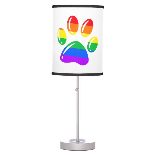 Rainbow Paw Print Dog Paw LGBT Pride LGBT Supporte Table Lamp (Front)