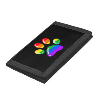 Rainbow Paw Print Dog Paw LGBT Pride LGBT Supporte Trifold Wallet