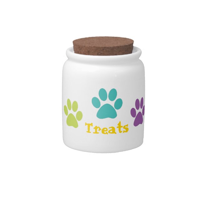 Rainbow Paw Print Dog Treat Candy Jar (Front)