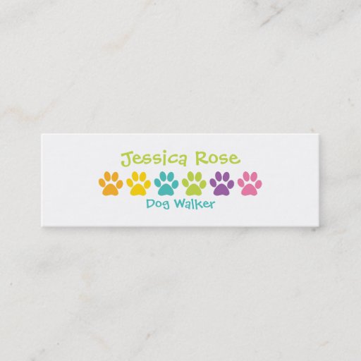 Customizable Rainbow Paw Print Dog Walker Business Card Template