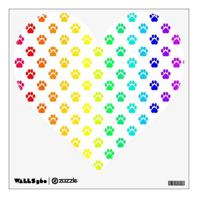 Rainbow Paw Print Heart Wall Decal (Front)