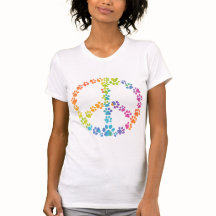 Rainbow Paw Print Peace Sign T-Shirt