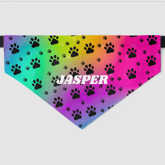 Rainbow Paw Print Pet Bandana Collar