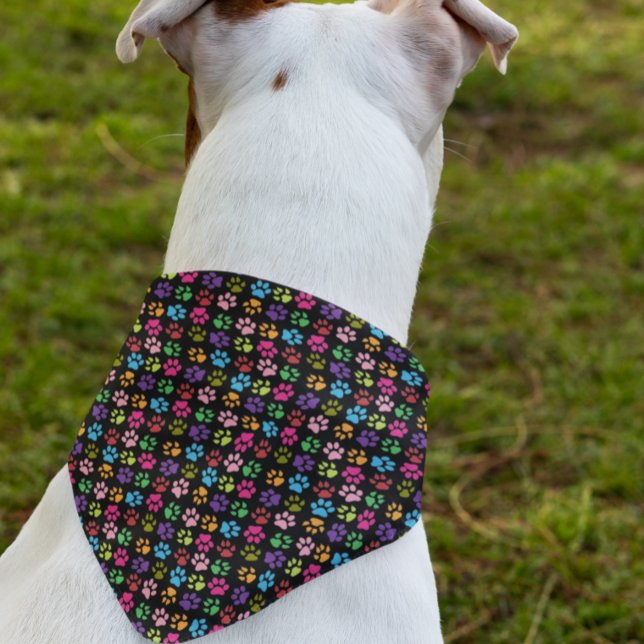 Rainbow Paw Prints Animal Lover Cat Dog Pattern Bandana (Creator Uploaded)