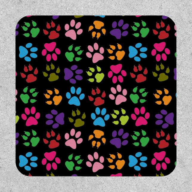 Rainbow Paw Prints Animal Lover Cat Dog Pattern Patch (Front)