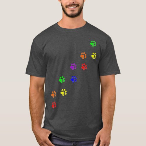 Rainbow Paw Prints Gay Pride Pet Dog Cat Lover  T_Shirt