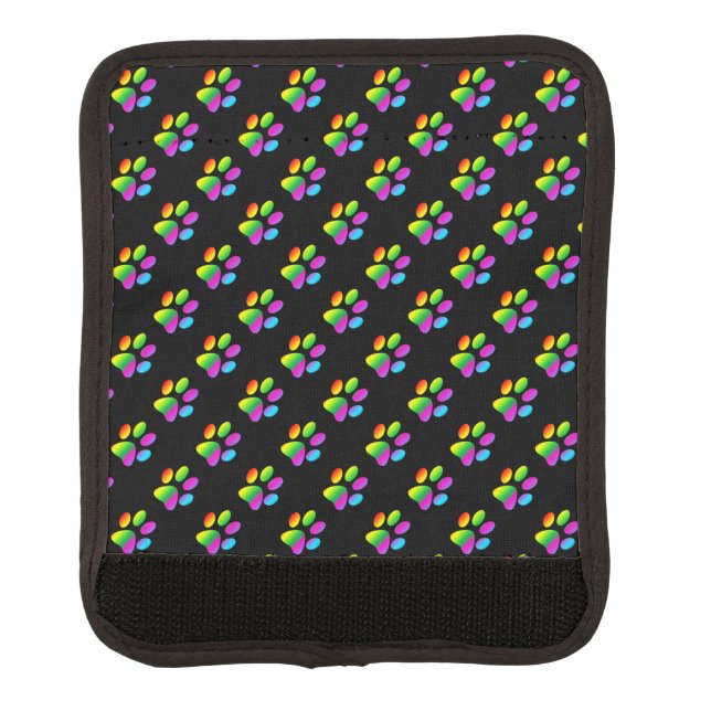 Rainbow Paw Prints Luggage Handle Wrap (Front)
