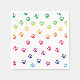 Rainbow Paw Prints Napkins