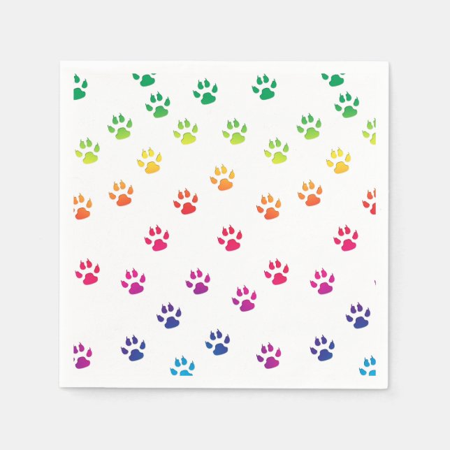 Rainbow Paw Prints Napkins (Front)
