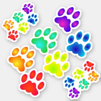 Rainbow Paw Prints Sticker Set by CreativeClutter at Zazzle