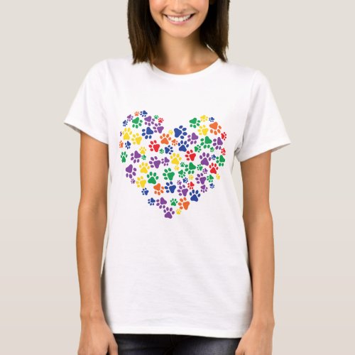 Rainbow Paw Prints T_Shirt