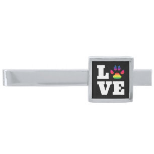 Rainbow paw silver finish tie bar