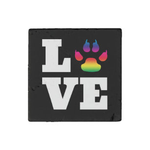Rainbow paw stone magnet