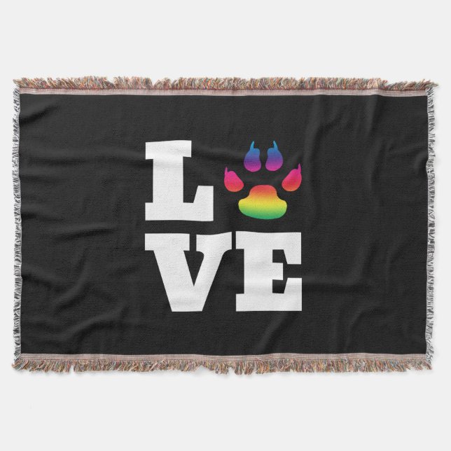 Rainbow paw throw blanket (Front)