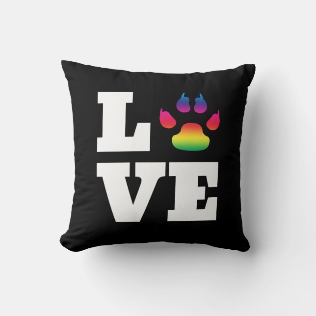 Rainbow paw throw pillow (Front)
