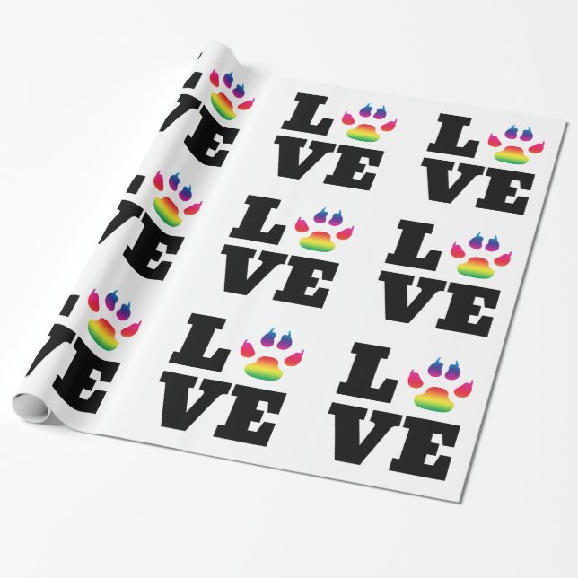 Rainbow paw wrapping paper (Unrolled)