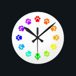 Rainbow Pawprint Clock<br><div class="desc">Know someone whose every hour is devoted to their furbabies? Let them count the hours with a rainbow of pawprints!</div>