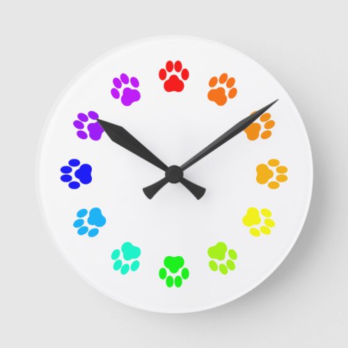 Rainbow Pawprint Clock