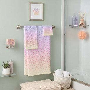 Rainbow pawprints bath towel set