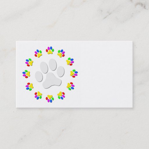 Customizable Rainbow Pawprints Business Cards