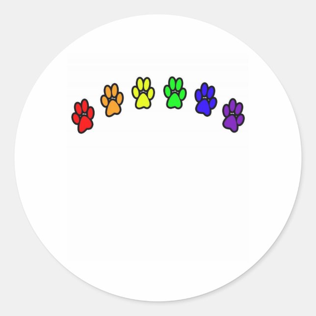 Rainbow Pawprints Classic Round Sticker (Front)