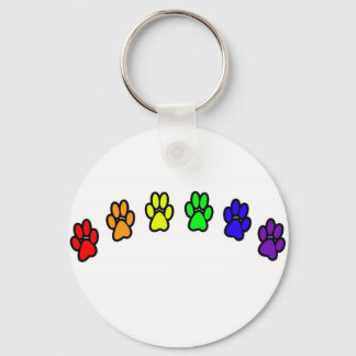 Rainbow Pawprints Keychain
