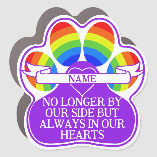 Rainbow Paws Personalized Pet Memorial Paw Car Magnet (Front)