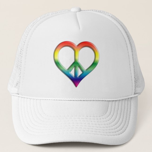 Rainbow Peace and Love Hat (Front)