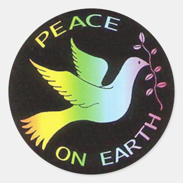 Rainbow Peace Dove Peace Sign Classic Round Sticker (Front)
