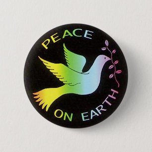 Rainbow Peace Dove Peace Sign Pinback Button