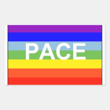 Rainbow Peace Flag Rectangular Sticker by ME_Designs at Zazzle