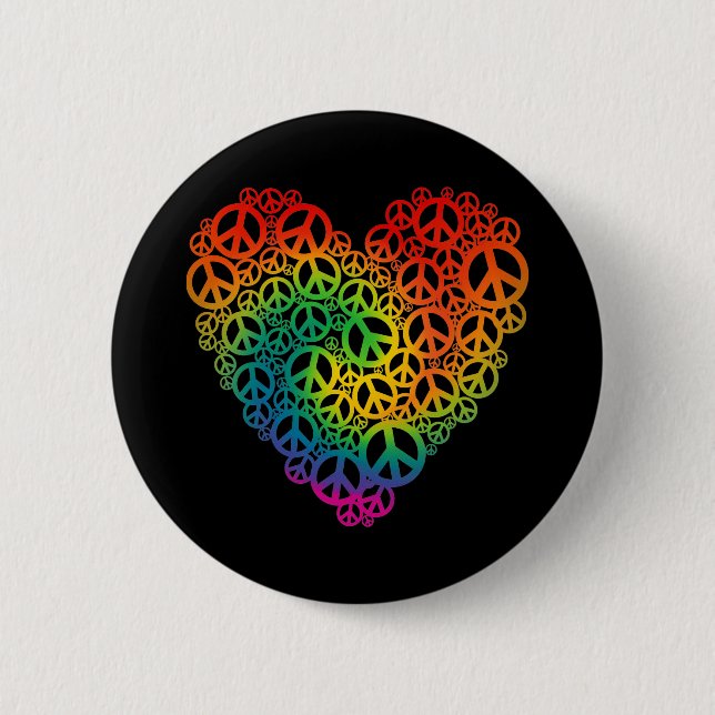 Rainbow Peace Heart Button (Front)