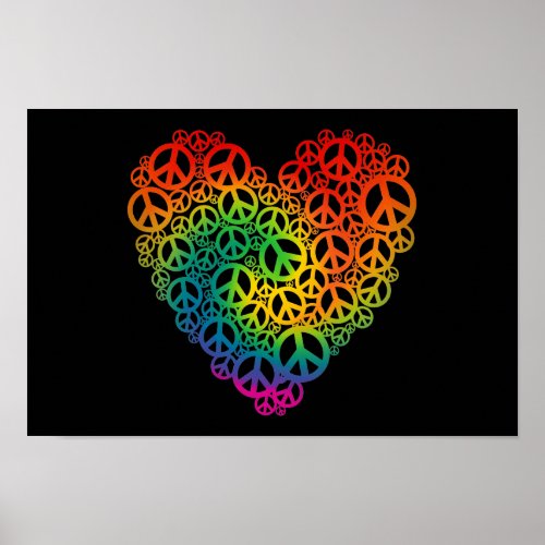 Rainbow Peace Heart Poster