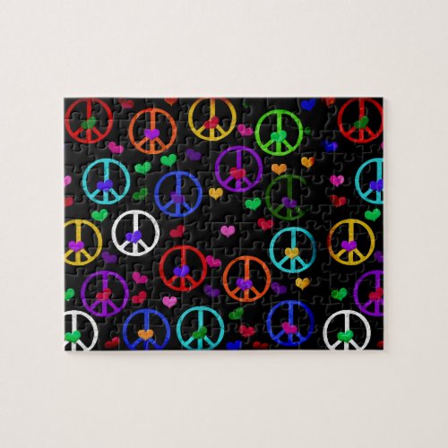 Rainbow Peace Hearts Jigsaw Puzzle