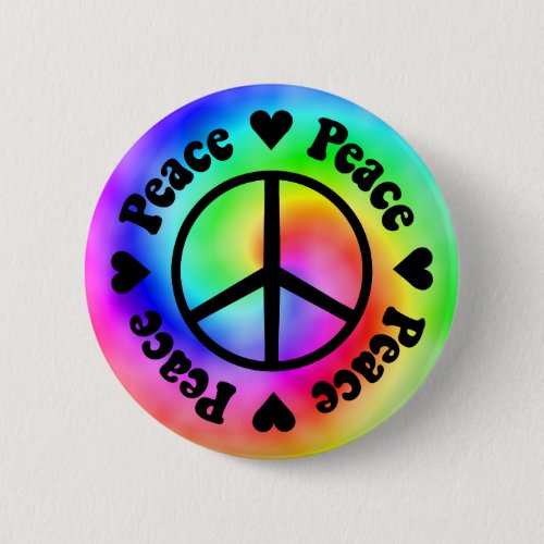 Rainbow Peace  Love Button