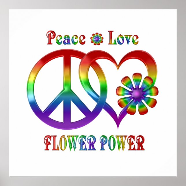 Rainbow Peace Love Flower Power Poster (Front)