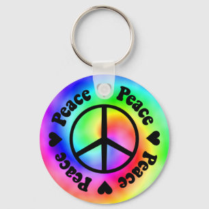 Rainbow Peace & Love Keychain