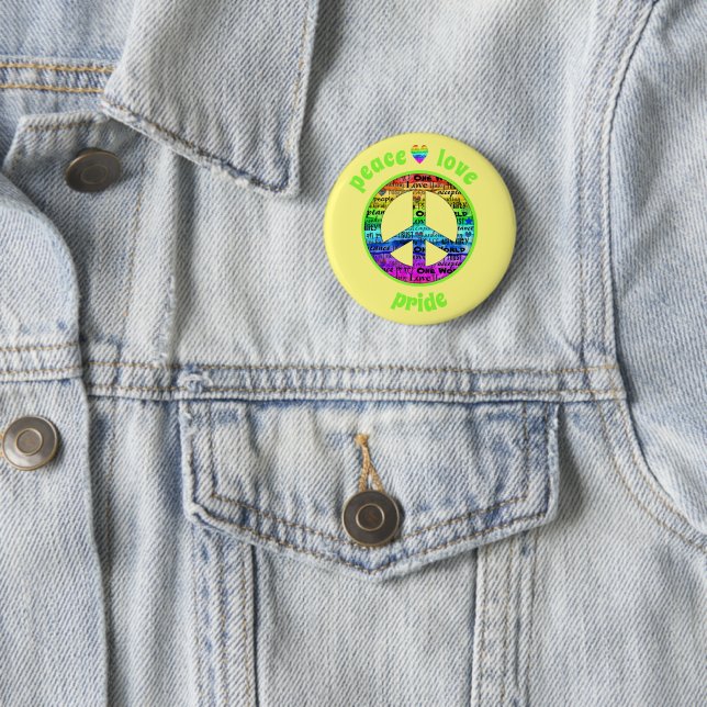Rainbow Peace Love Pride Awareness Button (In Situ)