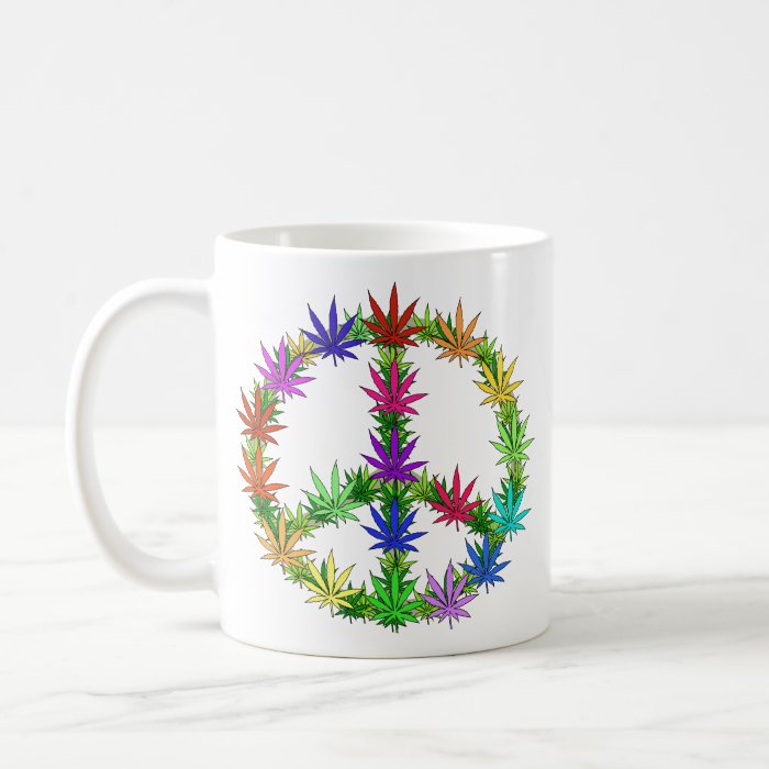Rainbow Peace Marijuana Leaf Art Mugs