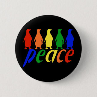 Rainbow Peace Penguins Button