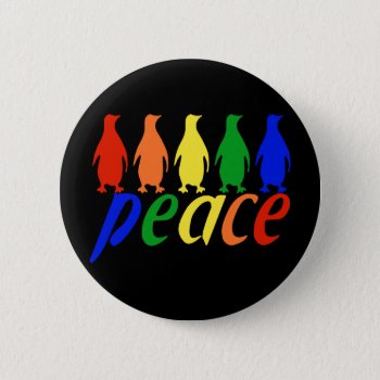 Rainbow Peace Penguins Button by orsobear at Zazzle