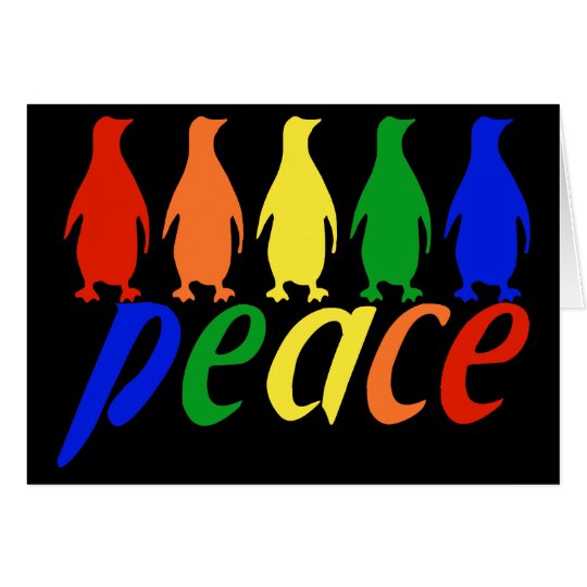 Rainbow Peace Penguins Card