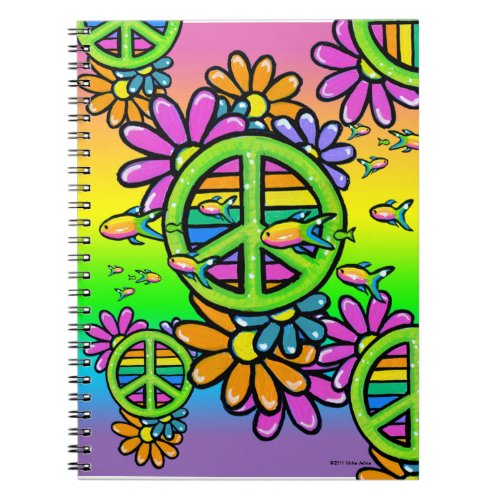 Rainbow Peace Psychedelic Flower Hippie Notebook