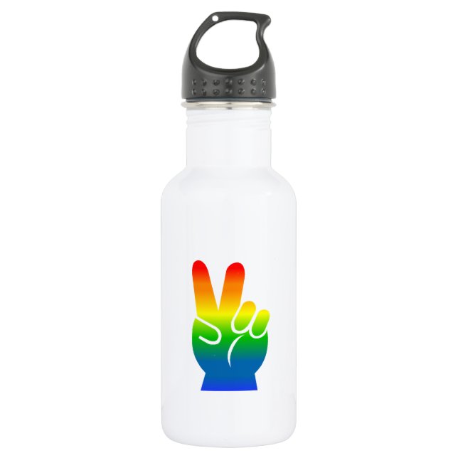 Rainbow Peace Sign 16 oz. Stainless Steel Water Bottle (Front)