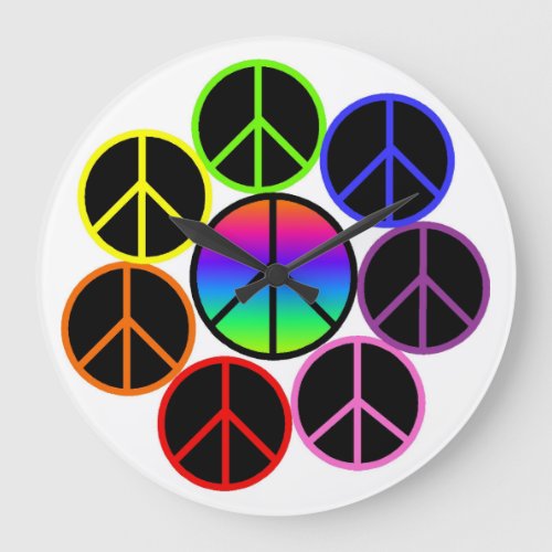 Rainbow Peace Sign Acrylic Wall Clock