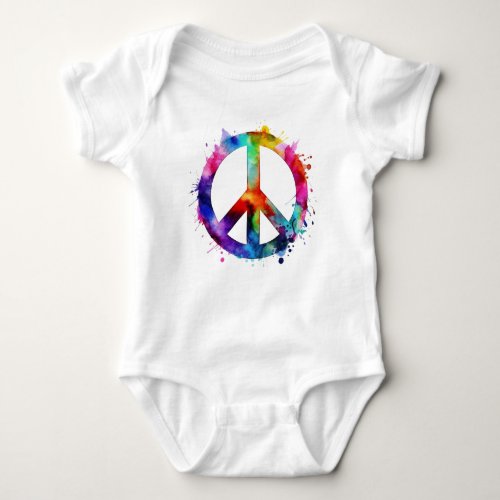 Rainbow Peace Sign Baby Bodysuit